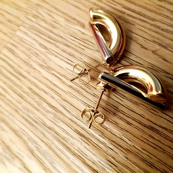 Elegant Gold and Silver Earrings - Picture 3 of 5